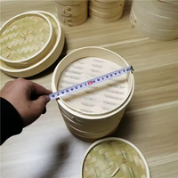 Cuiseur vapeur en bambou écologique chinois avec couvercle, 2 niveaux, capacité 1L, pour usage domestique et professionnel