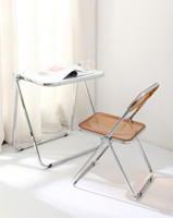Table de bureau pliante en métal, transparente, blanche, portable, pour la maison, le bureau ou l'étude, meubles gain de place en gros, directement de l'usine