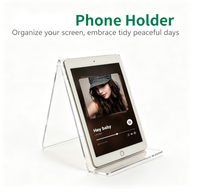 Support d'affichage en acrylique transparent incliné pour tablette, téléphone et petite vitrine d'objets