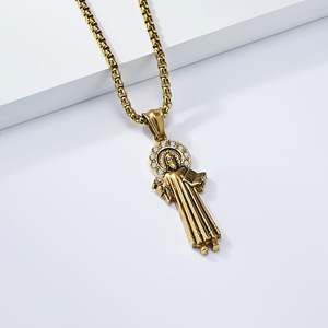 Collana con Ciondolo di <span class=keywords><strong>San</strong></span> Benedetto in Acciaio Inossidabile, Gioiello di Moda Hip Hop Europeo e Americano - Product Image 4