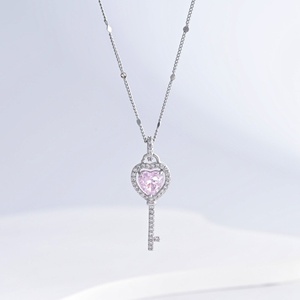 OEM Women's 925 plata sterling Silver <b>Amethyst</b> Pendant <b>Necklace</b> Emerald Cut Geometric Classic cubic zirconia pendant <b>necklaces</b> - Product Image 5
