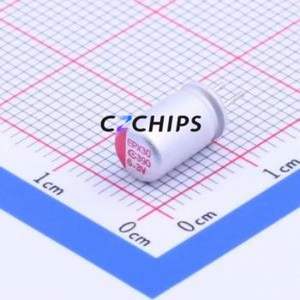 ตัวเก็บประจุแบบแข็ง 6R3AREP391M05X8E14 แบบ Through Hole (THT), ขนาด D5xL8 มม. 390uF 20% 6.3V 3.2A 100kHz - Product Image 1