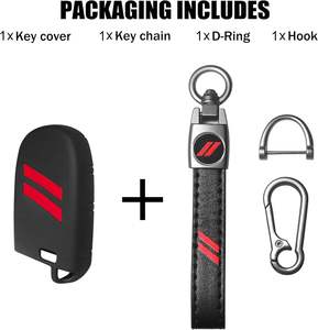 YOSRTER Coque de protection rouge pour clé de voiture, <span class=keywords><strong>porte</strong></span>-clés pour <span class=keywords><strong>Dodge</strong></span> Charger Durango Dart, télécommande 4 boutons ABS+métal - Product Image 4