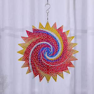 Molinillo de Viento 3D de Acero Inoxidable de 12 Pulgadas con Acabado Antiguo y Diseño Floral Colorido para Decoración de Jardín Exterior - Product Image 6