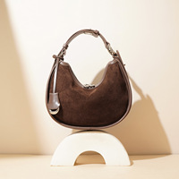 Sac de bras rétro haut de gamme, givré, en forme de croissant, élégant, polyvalent, avec une seule sangle, fermeture à glissière, doublure imperméable en coton