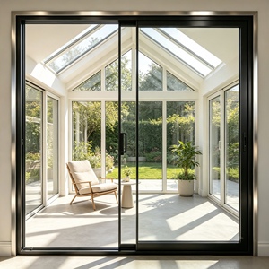Porte coulissante en aluminium à cadre noir, prix d'usine, isolation thermique, options de vitrage multiples personnalisées pour la maison - Product Image 1