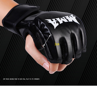 Gants de boxe demi-doigts en cuir PU pour adultes, hommes et femmes, respirants, avec fermeture auto-agrippante pour la boxe, le Muay Thai, le Sanda et le cyclisme