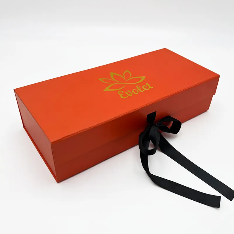 Custom Large Oranges Magnetic Packaging Shoe Boxes Foldable Cardboard Rigid Paper Orange Gift Box