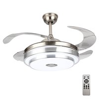 Ventilateur de plafond intelligent LED encastré 36/42/48 pouces, pliable et rétractable avec télécommande et lumière pour plafond
