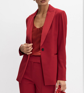 Blazer noir cintré pour femme à un bouton – Veste ajustée à revers crantés pour le bureau et les occasions formelles - Product Image 4