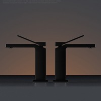 Robinet de lavabo carré moderne et minimaliste en cuivre massif, monocommande eau chaude et froide, en céramique, style haut, gris anthracite pour salle de bain