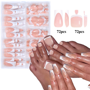 Lot de 144 faux ongles artificiels préfabriqués pour doigts et orteils – Kit de pose rapide réutilisable – Embouts d'ongles français - Product Image 6