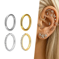 Perhiasan Tindik Tubuh ASTM F136 Titanium Hinged Zircon Cincin Hidung Cincin Septum Anting Daith Lelix