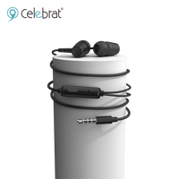 Earbud headphone berkabel kualitas tinggi, earbud kabel 3.5mm dengan mikrofon