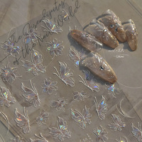 Nouveaux produits 2026 Tomoni – Autocollants papillons 3D transparents effet glaçon pour nail art, moins d'un dollar, jouets DIY
