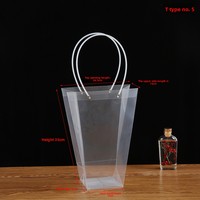 Sac à main transparent trapézoïdal haut de gamme pour fleurs, emballage festif pour bouquets, sac fourre-tout floral transparent avec option de logo personnalisé