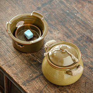 Petite <span class=keywords><strong>cocotte</strong></span> rétro en céramique avec corde en chanvre, pour service individuel, compatible avec réchaud à alcool, <span class=keywords><strong>mini</strong></span> marmite à soupe domestique, <span class=keywords><strong>cocotte</strong></span> à ragoût pour hôtel - Product Image 2