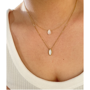 Collar con colgante de moda Lanshang, collar de concha blanca en forma de Oliva de acero inoxidable chapado en oro de 18 quilates - Product Image 2