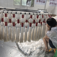 Kit de bricolage en macramé de forme ronde surdimensionnée de marque privée en gros Décoration de lampe bohème pour les grands espaces publics