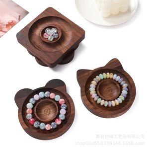 Bandeja de madera maciza de una pieza con diseño de cuentas, bandeja de madera de nogal para abalorios, bandeja para guardar joyas - Product Image 5
