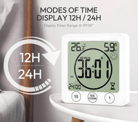 Termometer Digital multifungsi, pengukur suhu dan jam Alarm dengan tampilan LCD besar untuk rumah dan kantor