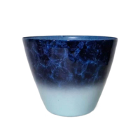 Pot de fleurs conique en plastique PP texturé marbré dégradé, durable et brillant, avec drainage, pour la décoration intérieure et extérieure de la maison et du jardin