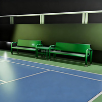 Banc en métal moderne pour salle de sport, terrain de tennis, parc, utilisation publique, sièges de parc, mobilier de rue extérieur, dossier, accoudoirs