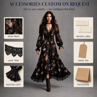 Robe longue sur mesure à col en V et taille haute, imprimé roses, pour invitées de mariage, fêtes, usage quotidien, vacances, automne, hiver, tenue décontractée