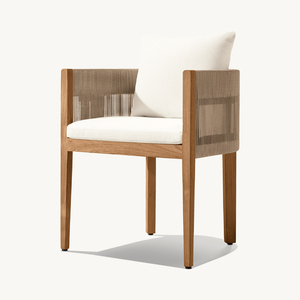Set da Pranzo da Giardino in Teak Massello Marrone, Tavolo e Sedie da Esterno per Villa Moderna - Product Image 2