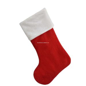 Calze classiche personalizzate in velluto <span class=keywords><strong>rosso</strong></span> con decorazioni natalizie con polsino bianco - Product Image 4