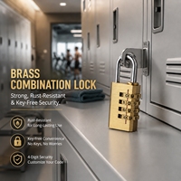 Cadenas à combinaison en laiton, cadenas à code réinitialisable à 4 chiffres, pour casier de gym, bagages, cadenas en laiton massif, logo personnalisé, vente en gros d'usine