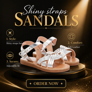 Zapatos planos de cuero genuino personalizados para niños y niñas, sandalias con correa de hebilla, plateados, venta al por mayor - Product Image 4