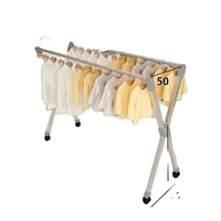 Séchoir à linge pliable à double niveau en métal, autoportant, grand format, avec structure en acier inoxydable et fonction d'organisation des vêtements