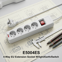 Enchufe de Extensión de 3 Vías Estándar Europeo, 2 Pines con Conexión a Tierra, Interruptor de Luz, Regleta de Enchufes con Interruptor