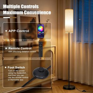 <b>Floor</b> <b>Lamp</b> Led With Remote And App Control Color Changing Adjustable Height Matte Finish Metal <b>Base</b> E26 220V - Product Image 6
