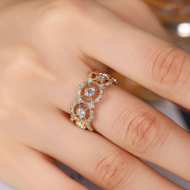 Luxury Custom CVD  0.5-1ct 10K 14K 18K Women Engagement Lab Created IGI Certified Lab Grown Diamond Wedding Ring Set