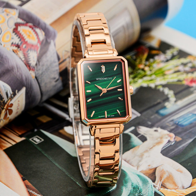 Custom 21mm Square 316 Stainless Steel Sapphire Crystal Pointer Water Resistant Simple Luxury Japanese Quartz Movement Women's