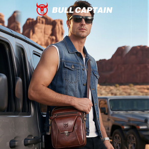 Bolso Bandolera de Cuero Genuino para Hombre, Estilo Retro Vintage, Marca BULLCAPTAIN - Product Image 6