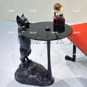 Tavolino da Caffè in Fibra di Vetro a Forma di <span class=keywords><strong>Gatto</strong></span> Personalizzato, Statua Animale da Tavolo, Scultura per Arredamento Casa e Ufficio, Accessorio da Scrivania a Forma di Leopardo - Product Image 4