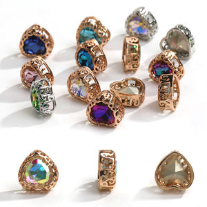 Xichuan เข็มกลัดทองคำสีขาวรูปหัวใจ10มม.,พลอยเทียมประดับคริสตัลแก้ว K9ด้านหลังเรียบเย็บแบบ Openwork <span class=keywords><strong>Strass</strong></span> - Product Image 1