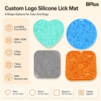 Tapis à lécher en silicone personnalisé avec logo BPlus, 4 formes, 5 couleurs, fournitures pour animaux de compagnie, OEM, MOQ 100, usine du Guangdong, vente en gros
