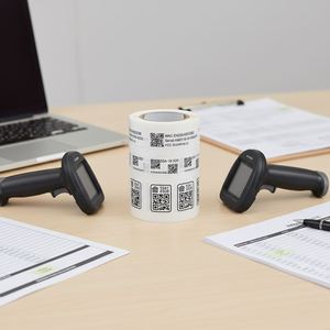 Étiquettes en papier rectangulaires autocollantes avec code-barres pour la logistique, impression par transfert thermique, diamètre du noyau de 3 pouces - Product Image 1