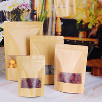 Pochettes debout en papier kraft brun zippé et blanc avec fermeture éclair pour emballage alimentaire sacs à fermeture éclair avec fenêtre