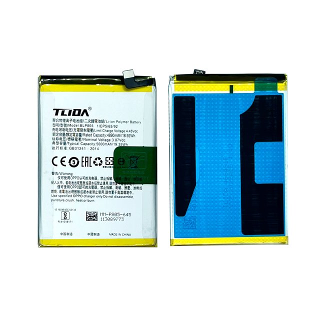 TLIDA Cellphone Battery 3.85V 5000mAh BLP805 for Oppo A16/A32/A55/A93/53S/A53 Rechargeable Li-ion Polymer 12-Month Warranty