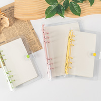 Distribuidores A6/A5 Notebook PVC transparente cubierta suave Botón de cuero forrado Simple Oficina escuela papelería archivo hojas sueltas