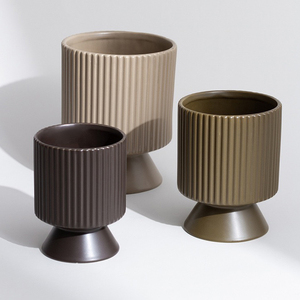 Macetas <span class=keywords><strong>para</strong></span> sala de estar, maceta vertical de cerámica, maceta suculenta moderna a rayas <span class=keywords><strong>para</strong></span> decoración de la casa, decoración del hogar - Product Image 2