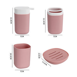 Juego de Accesorios de Baño de Plástico Rosa de 4 Piezas, Económico, Ecológico y Duradero, con Cubo de Basura, Portacepillos de Dientes, Vaso y Jabonera, MOQ Bajo - Product Image 2