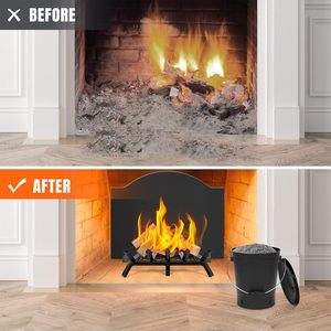 Seau à cendres avec couvercle, poignée métallique, pelle à charbon, outils résistants à la chaleur pour foyer, revêtement poudré, Pure Garden, emballage pour commande par courrier - Product Image 6