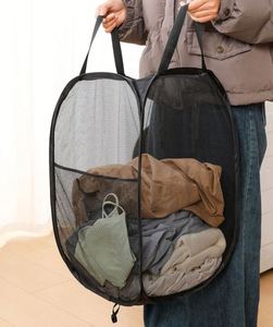 Nylon Mesh Popup <b>Laundry</b> <b>Basket</b> with Durable Frame <b>Laundry</b> Bag <b>Foldable</b> Grey Color for <b>Laundry</b> Room - Product Image 4