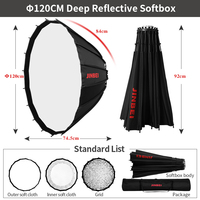 JINBEI Boîte à lumière parabolique réfléchissante profonde de 120 cm pour flash Speedlite, monture Bowens, avec sac, diffuseur et grille